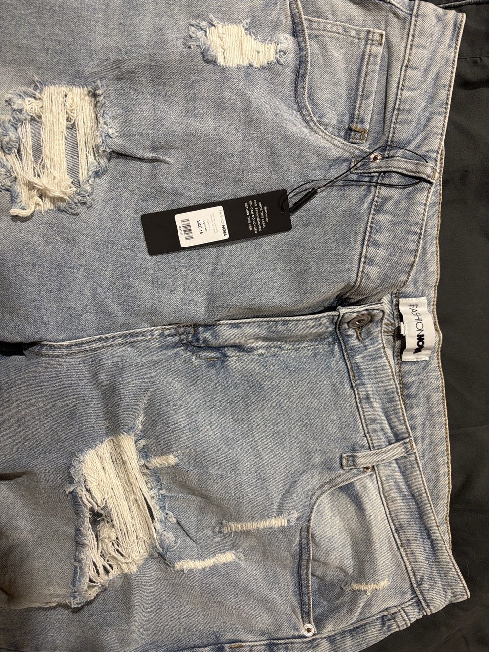 Fashion Nova Light Blue Distressed Boyfriend Jeans